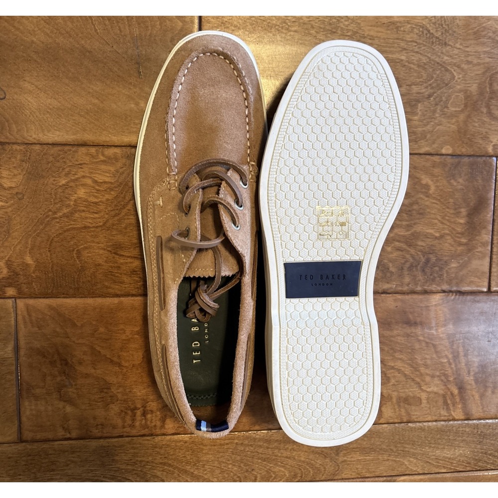 Ted Baker London Men's Suede Boat Shoes Sand US 9 EU 42 Lace Up NWOB